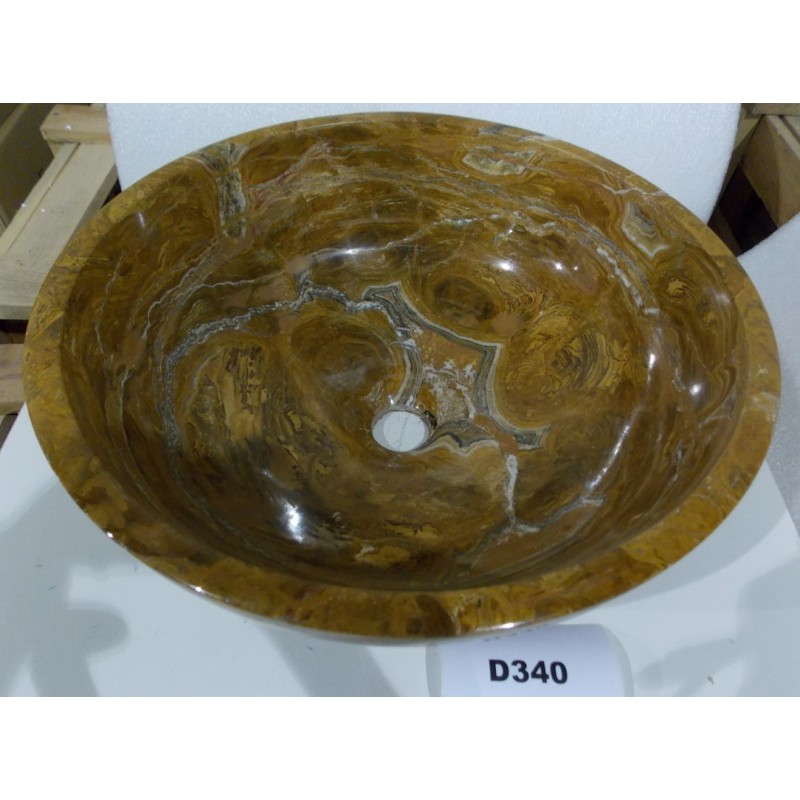 SAMPLE: Gold and Brown Round Marble Sink (D340)
