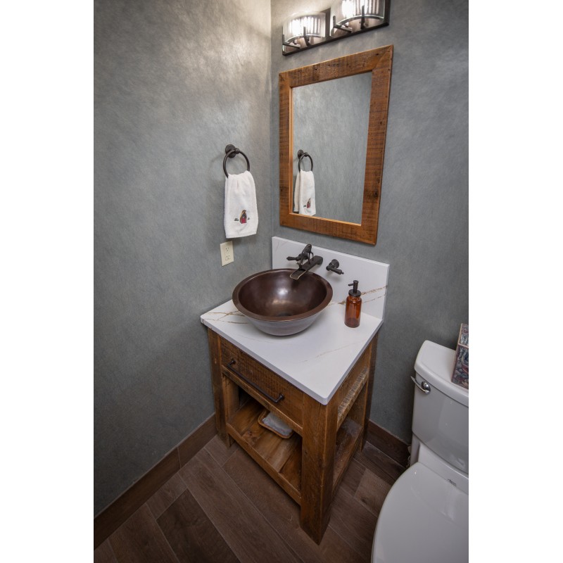 Double Wall Copper Sink With Hammered Exterior - Antique Dark