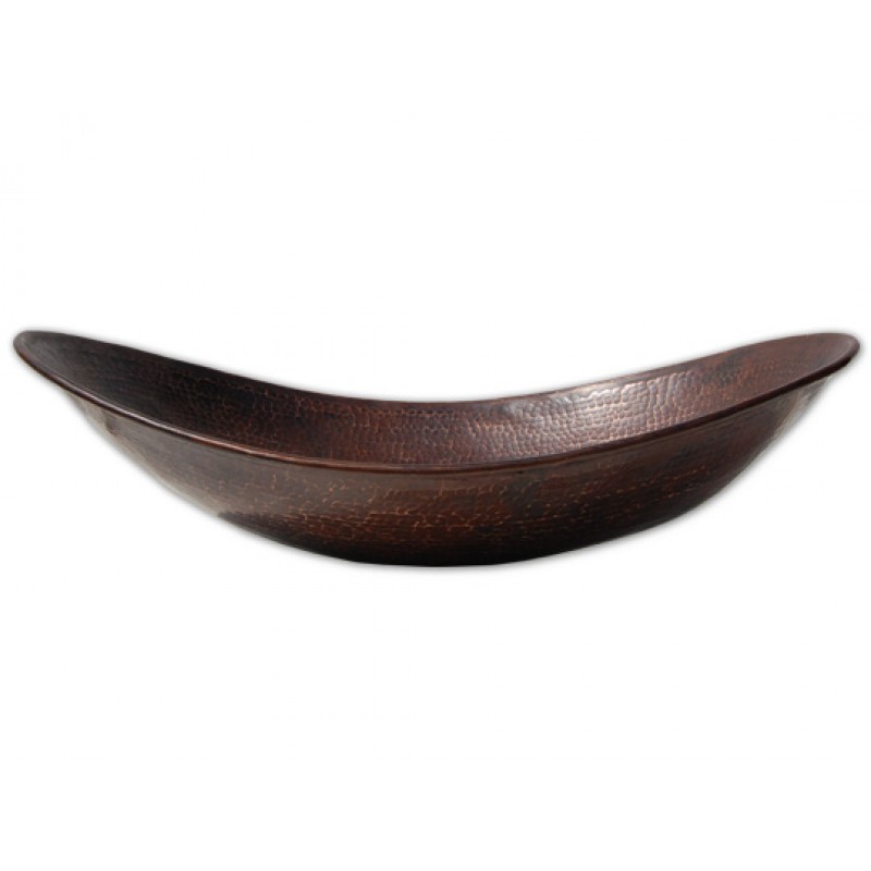 Copper Canoe Shaped Vessel Sink - Antique Dark Copper