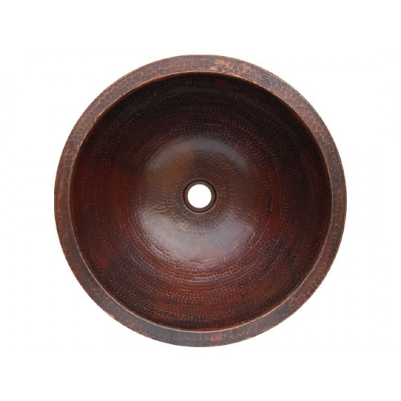 Semi Recessed Copper Vessel Sink With Apron - Antique Dark