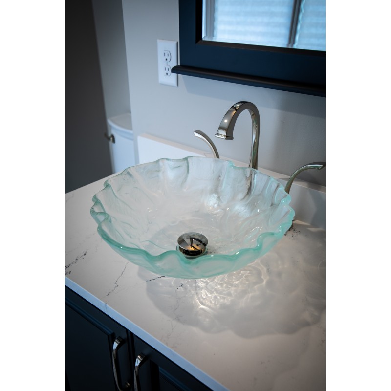 Clear Freeform Wave Glass Vessel Sink