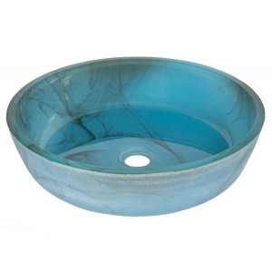 Blue Mist Flat Bottom Glass Vessel Sink