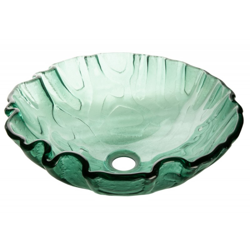 Green Free form Wave Glass Vessel Sink