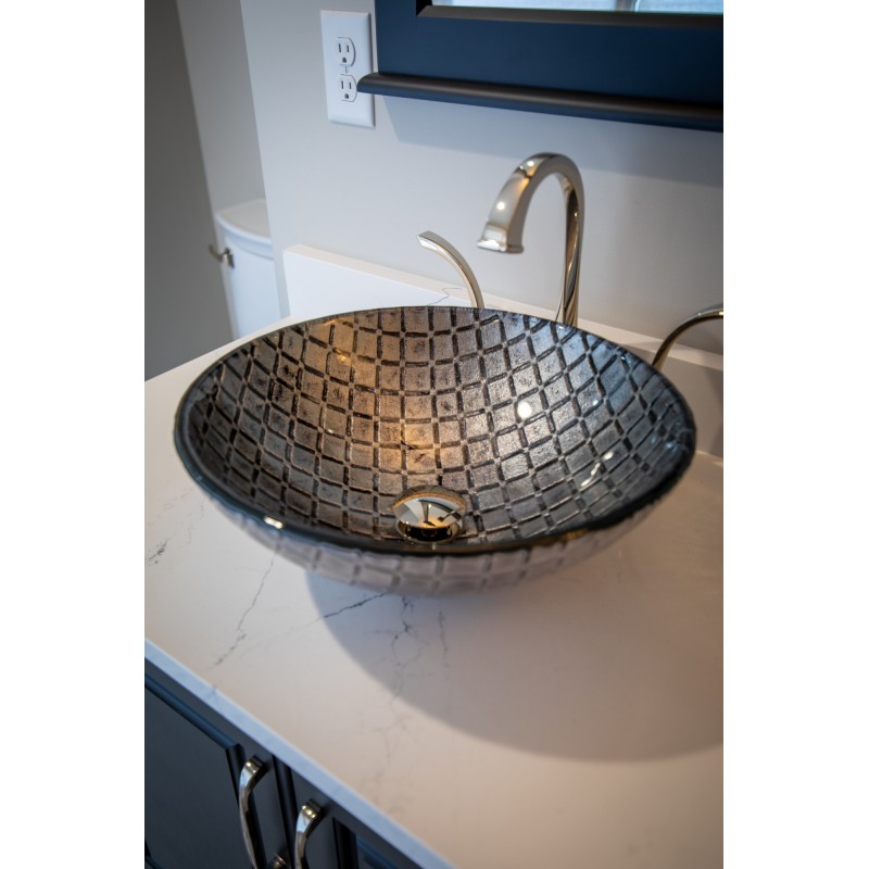Silver Squares Glass Vessel Sink