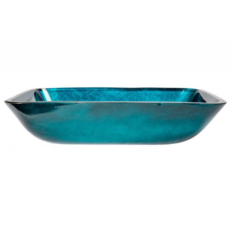 Rectangular Turquoise Blue Foil Glass Vessel Sink