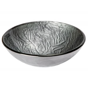 Silver Embossed Round Glass Vessel Sink
