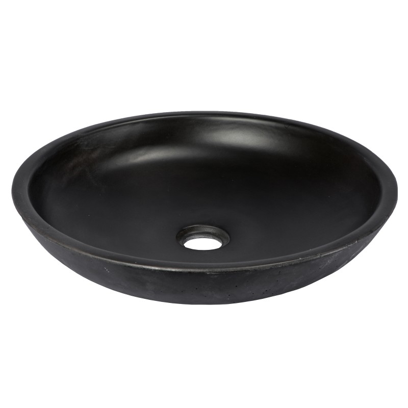 17-in Concrete Shallow Round Vessel Sink - Charcoal