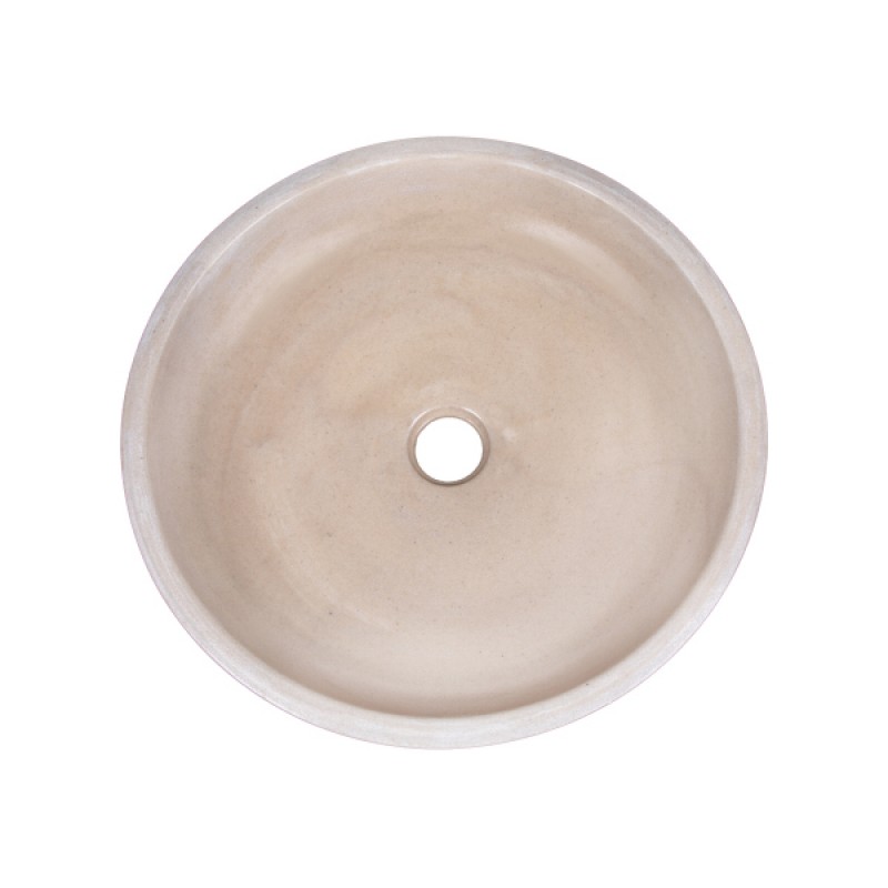 17-in Concrete Shallow Round Vessel Sink - Cream
