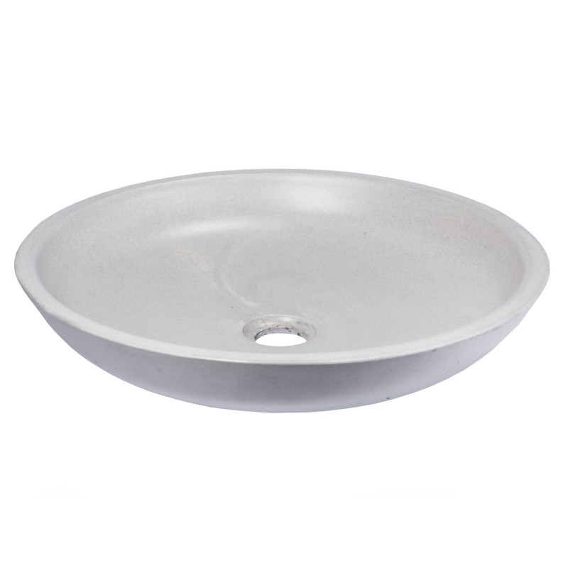 17-in Concrete Shallow Round Vessel Sink - Light Gray