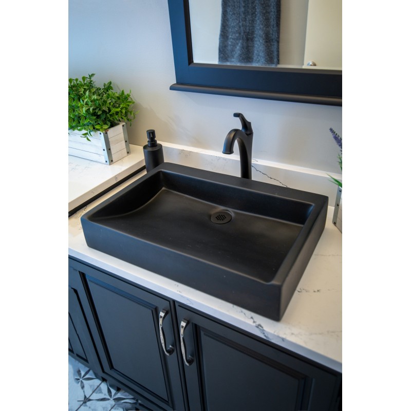 Rectangular Sloped Concrete Vessel Sink - Charcoal