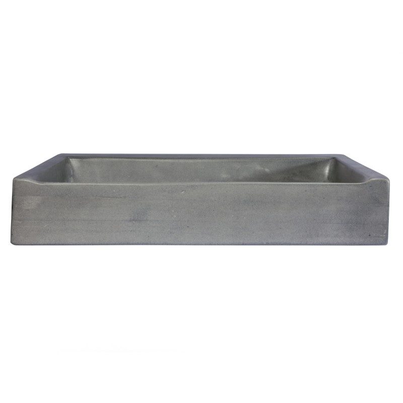 Rectangular Sloped Concrete Vessel Sink - Dark Gray