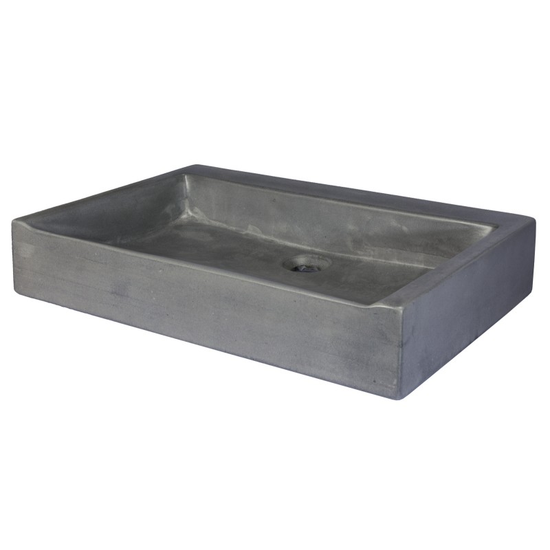Rectangular Sloped Concrete Vessel Sink - Dark Gray
