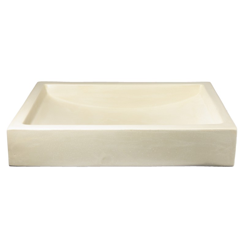 22-in. Shallow Wave Concrete Rectangular Vessel Sink - Cream