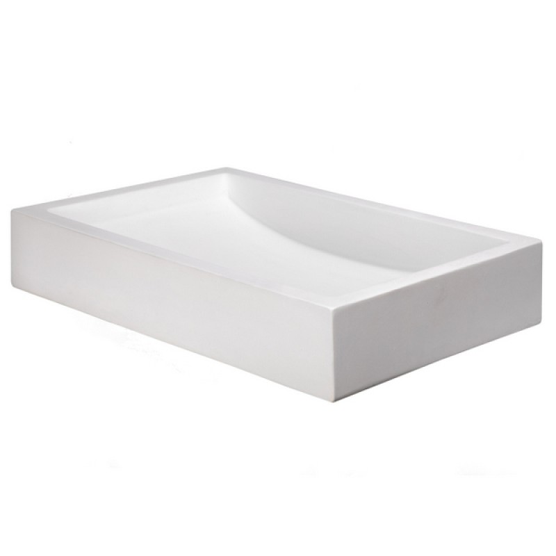 22-in. Shallow Wave Concrete Rectangular Vessel Sink - White