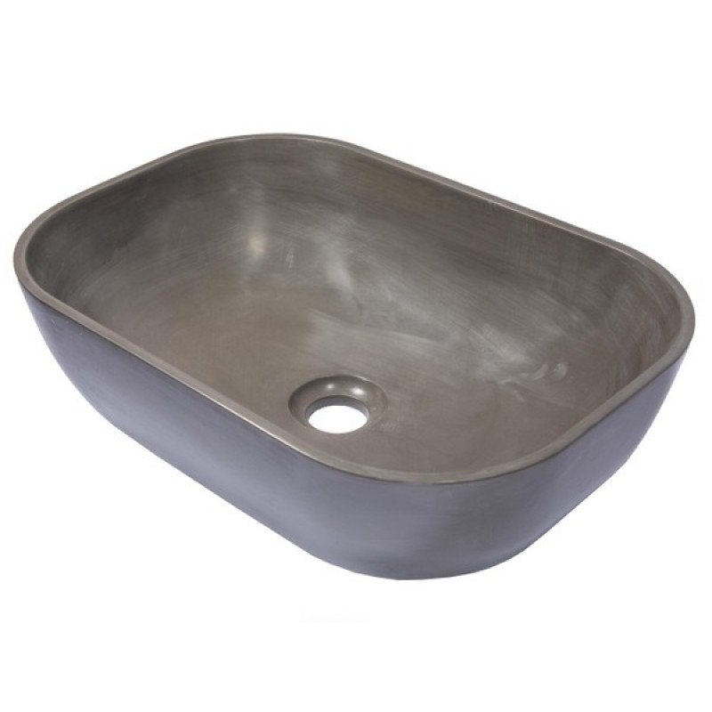 Rounded Corners Rectangular Concrete Vessel Sink - Charcoal