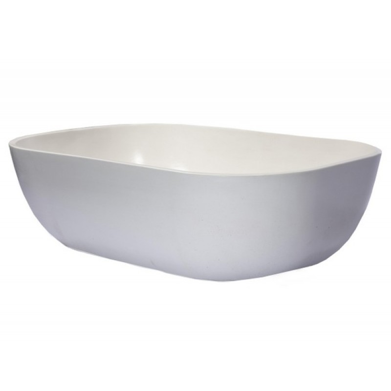 Rounded Corners Rectangular Concrete Vessel Sink - White