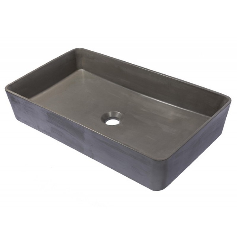 Wide Rectangular Concrete Vessel Sink - Charcoal