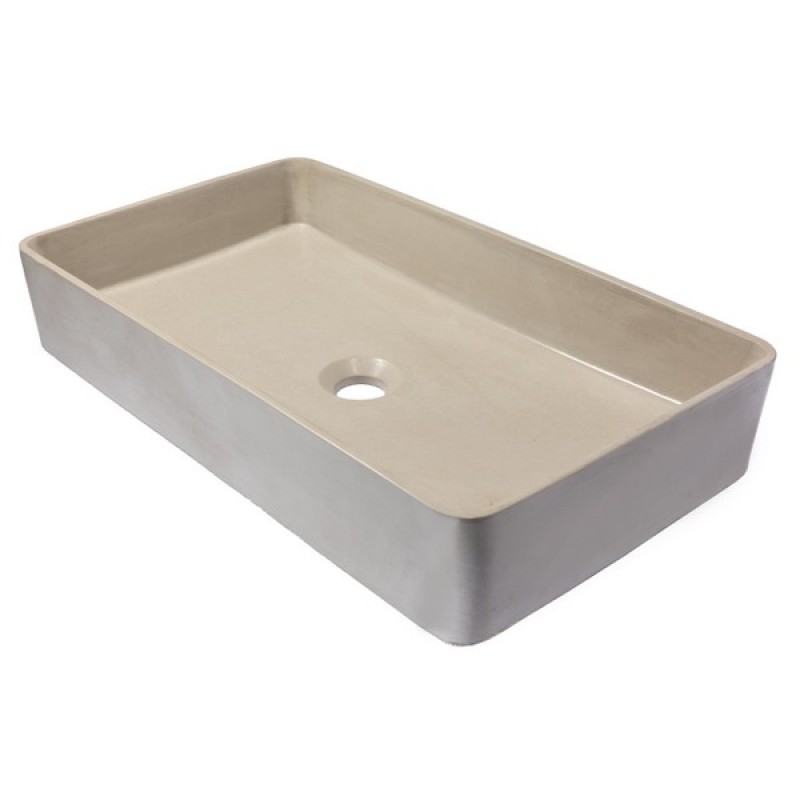 Wide Rectangular Concrete Vessel Sink - Light Earthen Gray