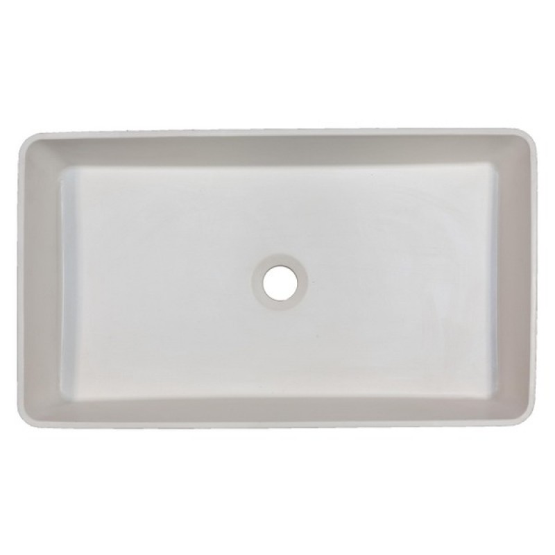 Wide Rectangular Concrete Vessel Sink - White