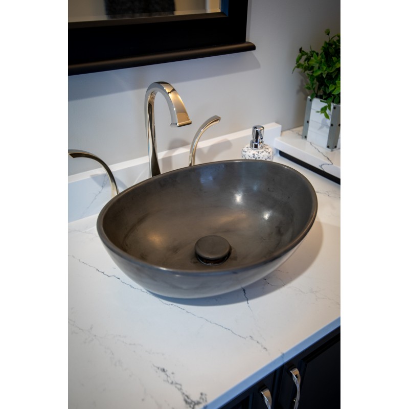 Oval Concrete Vessel Sink - Charcoal