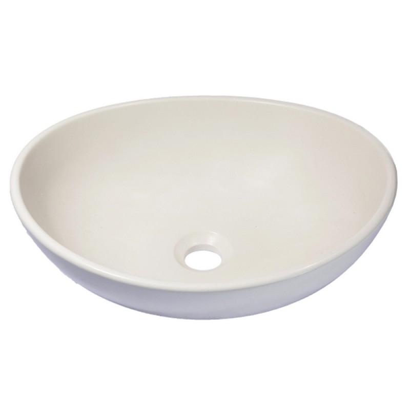 Oval Concrete Vessel Sink - White