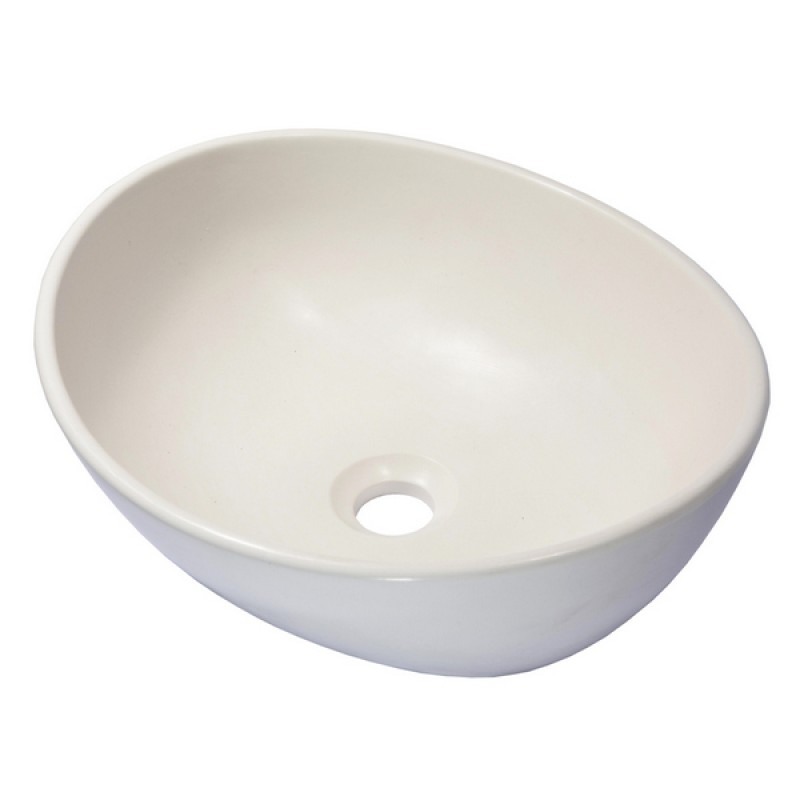 Oval Concrete Vessel Sink - White