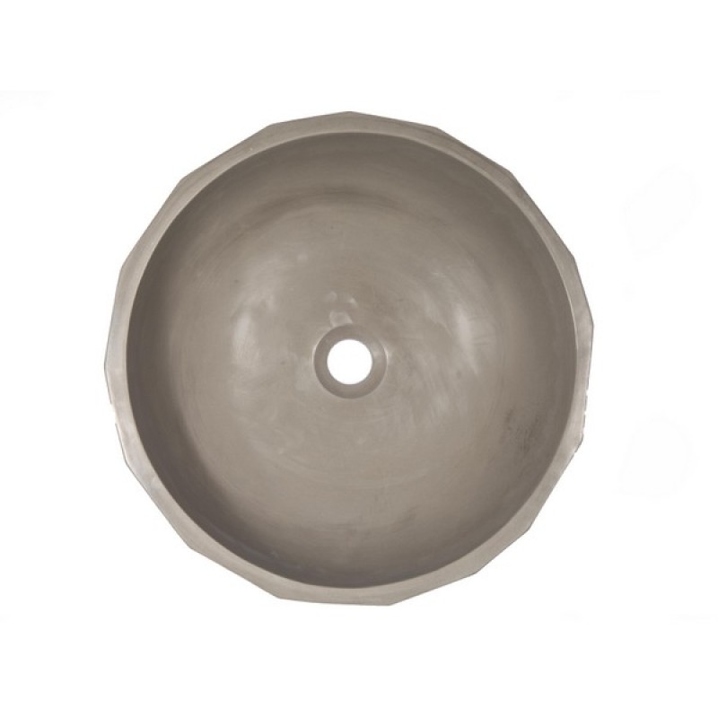 Round Concrete Vessel Sink with Hexagon Patterned Exterior - Dark Gray
