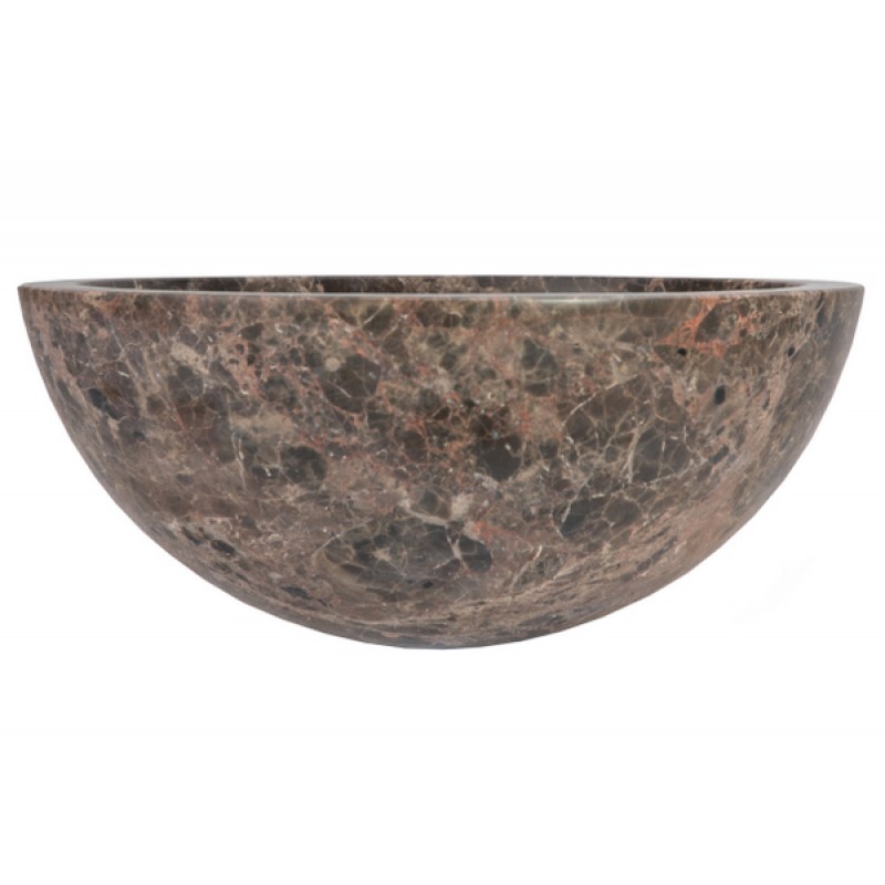 Small Vessel Sink Bowl - Honed Dark Emperador Marble