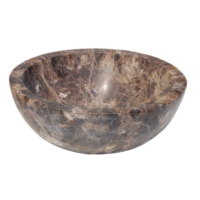Small Vessel Sink Bowl - Honed Dark Emperador Marble