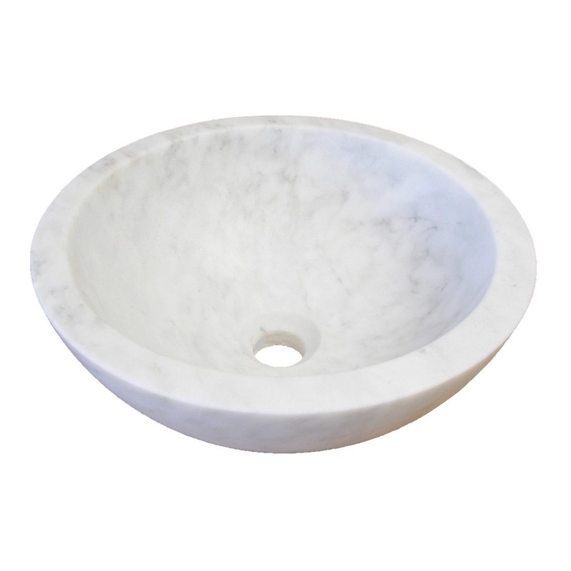 Small Vessel Sink Bowl - Honed White Marble