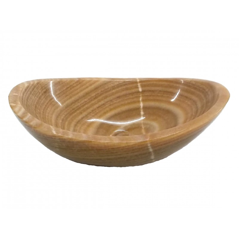 Stone Canoe Sink - Polished Brown Onyx