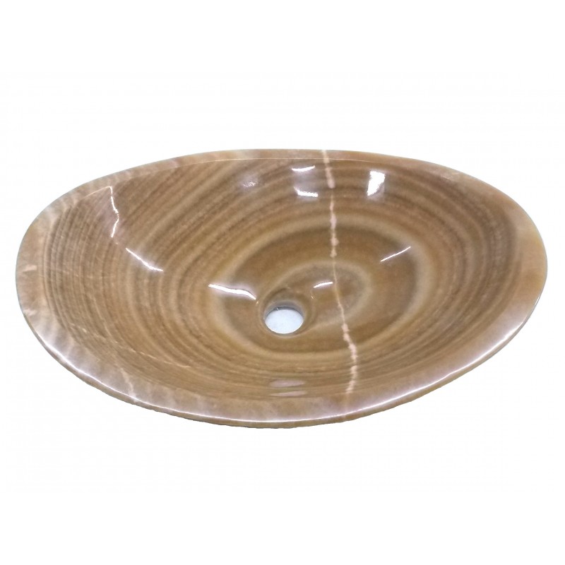 Stone Canoe Sink - Polished Brown Onyx