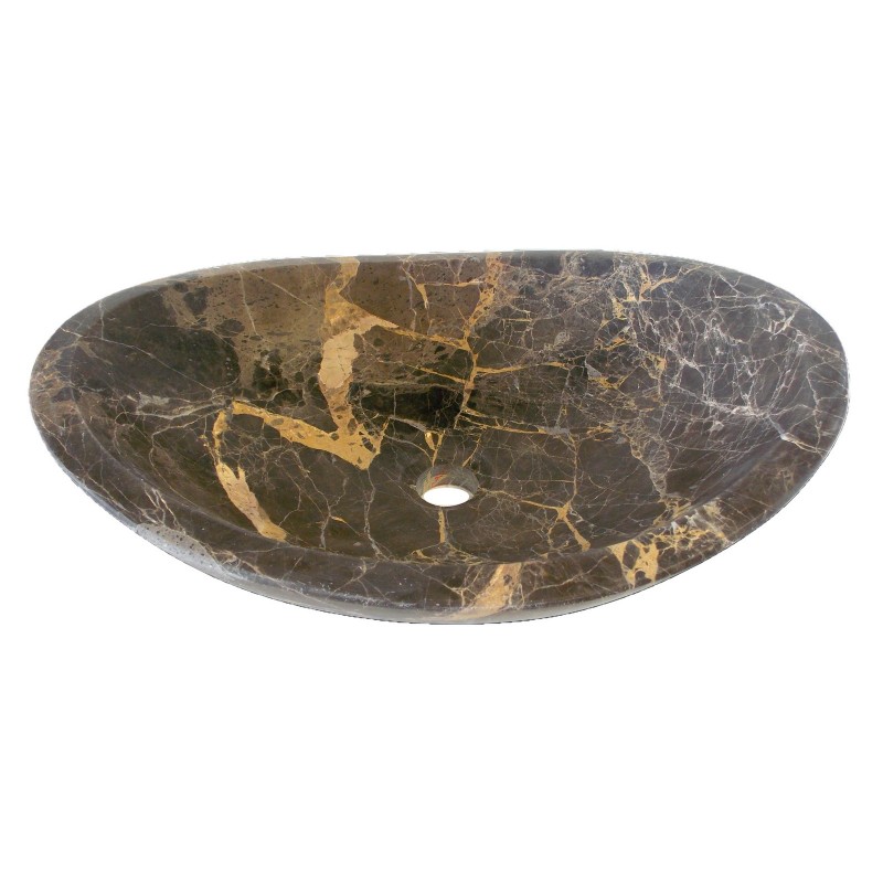 Stone Canoe Sink - Honed Dark Emperador Marble
