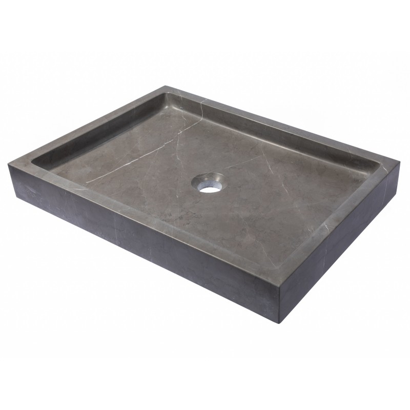 Rectangular Infinity Pool Sink - Honed Pietra Grey Marble