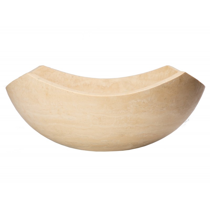 Arched Edges Bowl Sink - Honed Beige Travertine