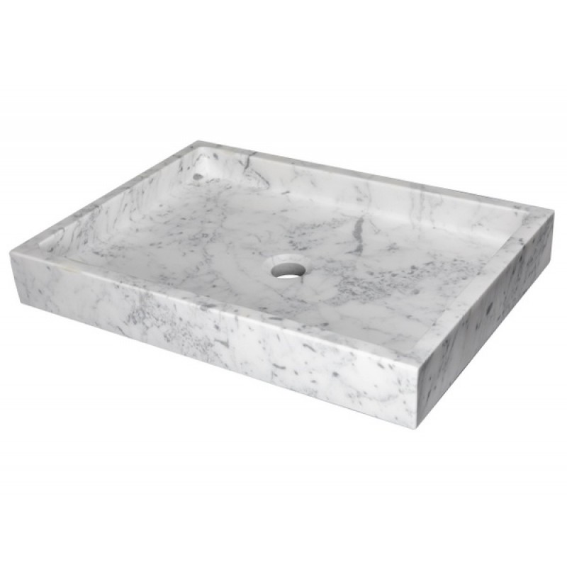 Rectangular Vessel Sink - White Carrara Marble