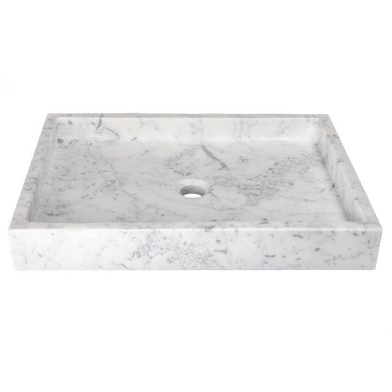 Rectangular Vessel Sink - White Carrara Marble