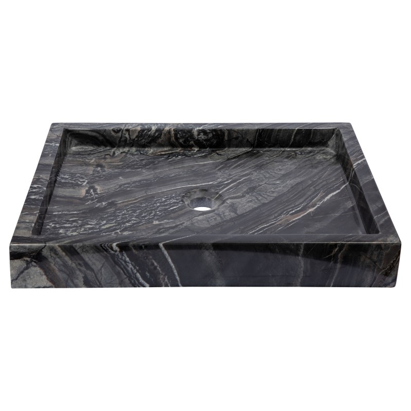 Rectangular Vessel Sink - Wooden Black Marble