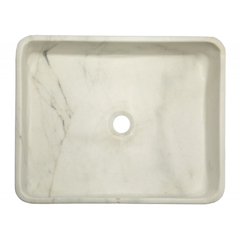 Thin Lip Rectangular Vessel Sink in Guanxi White Marble