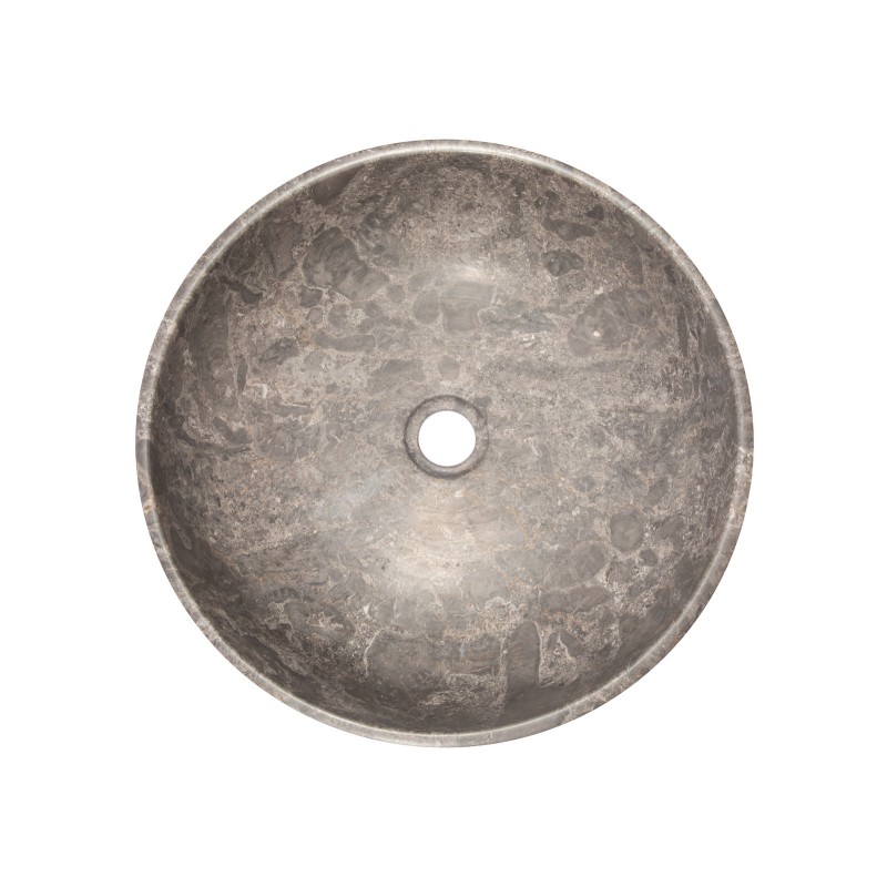 Gral Round Vessel Sink in Gray Marble