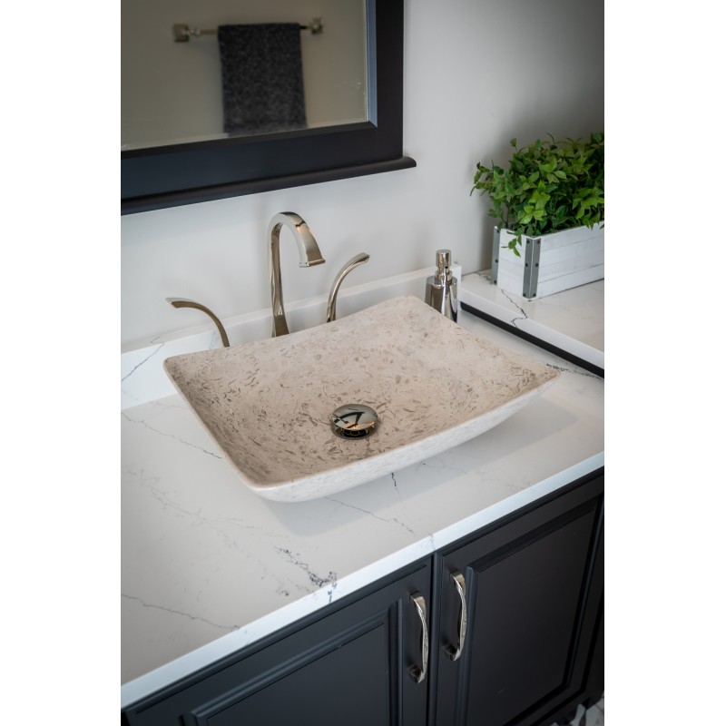 Thin Lipped Deep Zen Sink in Polished Penny Grey Marble