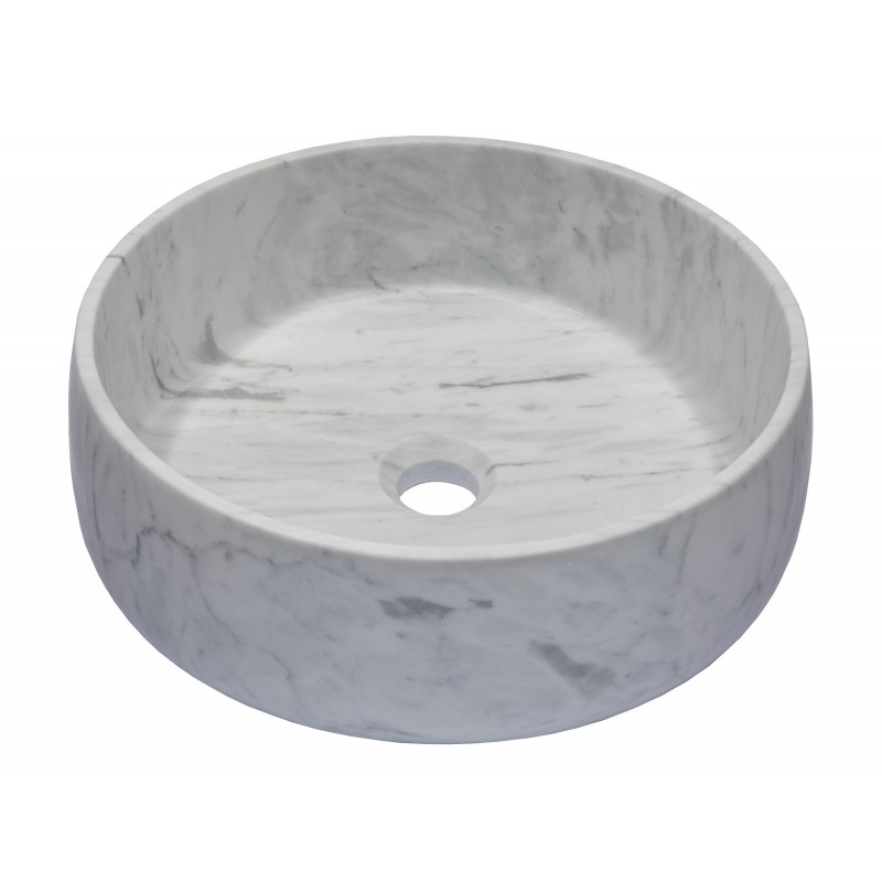 Rounded Vessel Sink in White Carrara Marble