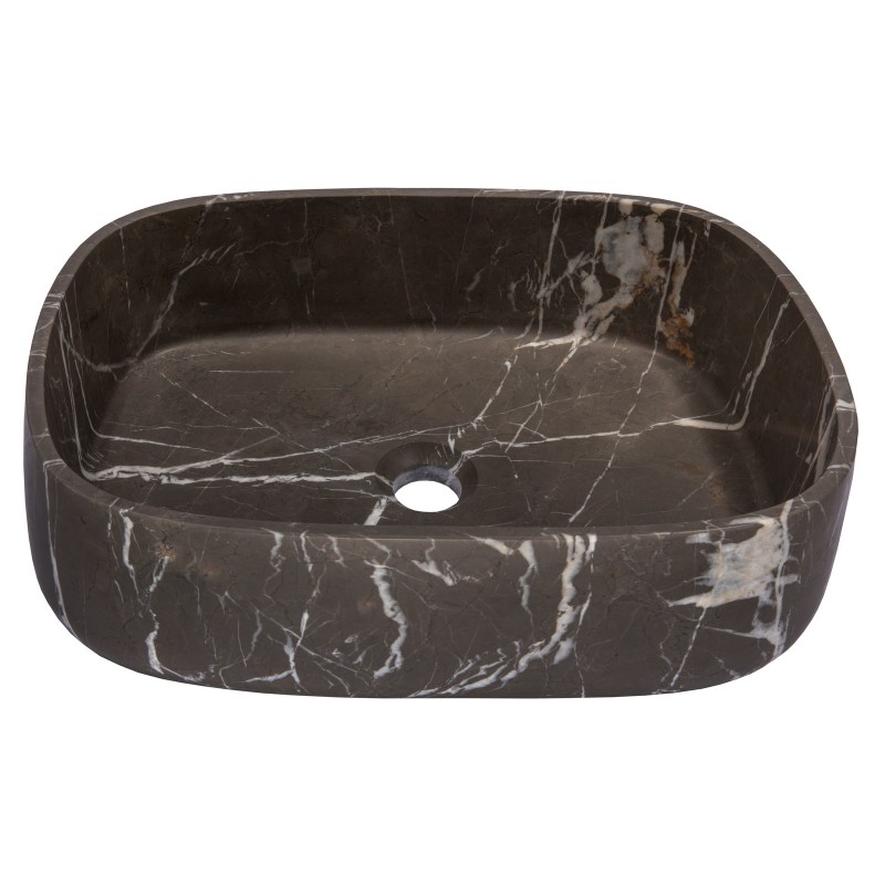 Rounded Rectangular Vessel Sink in Pietra Grey Marble