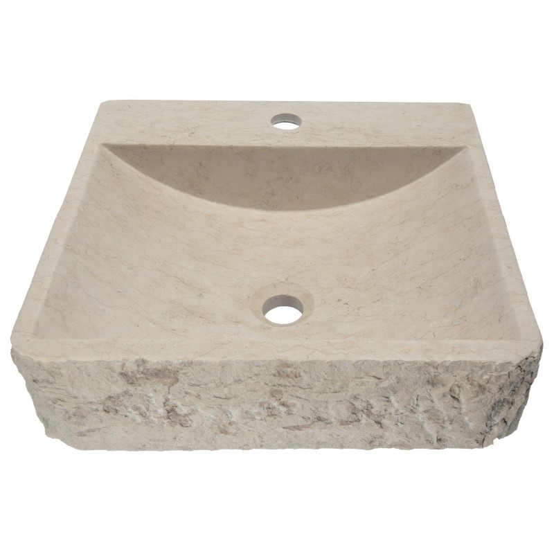 Rectangular Sloped Vessel Sink with Faucet Extension - Sunny Yellow Marble