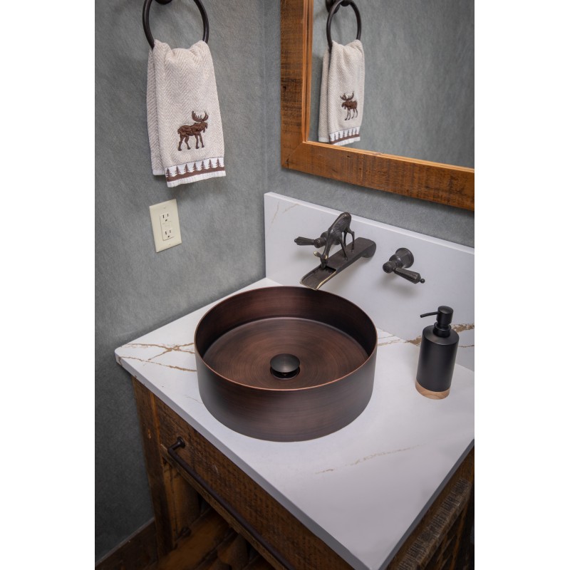 Round 15-in Stainless Steel Vessel Sink in Bronze with Drain