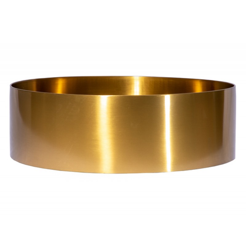 Round 15-in Stainless Steel Vessel Sink in Gold with Drain