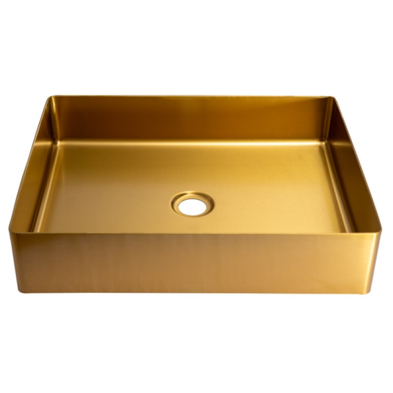 Rectangular 18.9 x 14.6-in Stainless Steel Vessel Sink in Gold with Drain