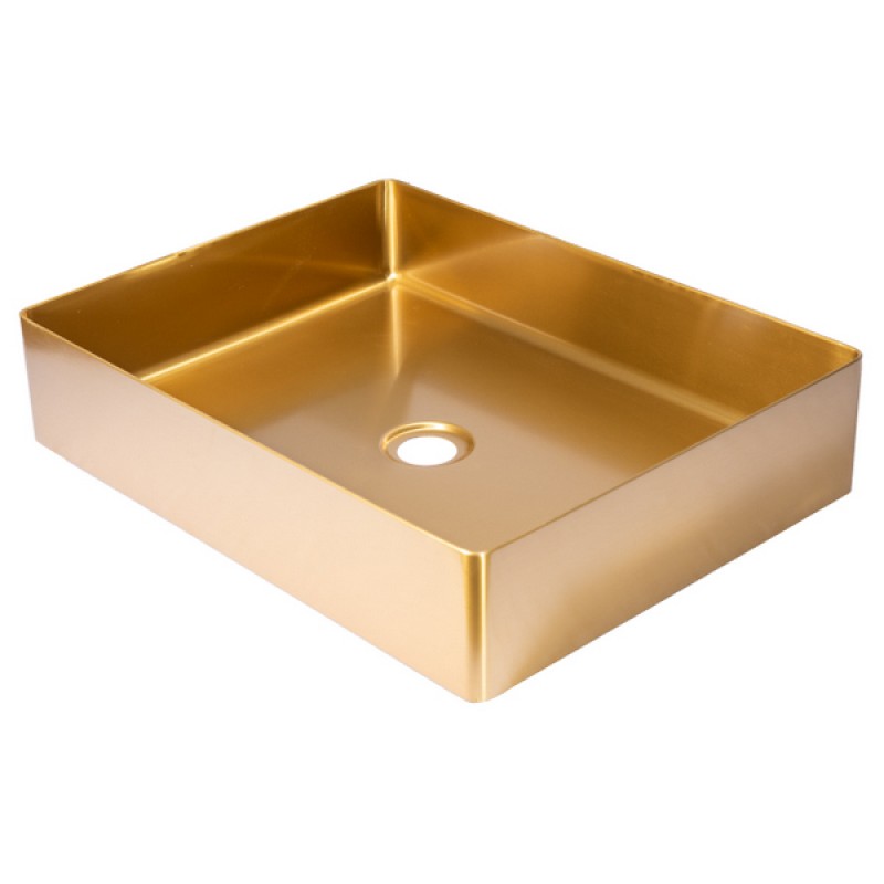 Rectangular 18.9 x 14.6-in Stainless Steel Vessel Sink in Gold with Drain