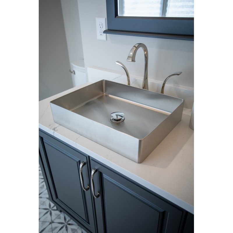 Rectangular 18.9 x 14.6-in Stainless Steel Vessel Sink in Silver with Drain