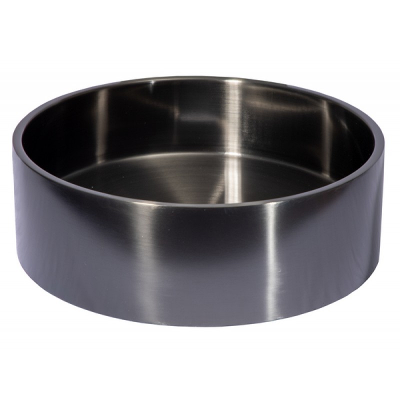 Round 15.75-in Stainless Steel Vessel Sink with Rim in Black with Drain